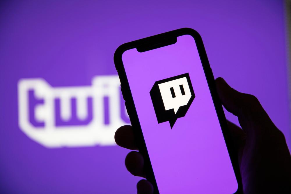 Twitch logo on mobile phone
