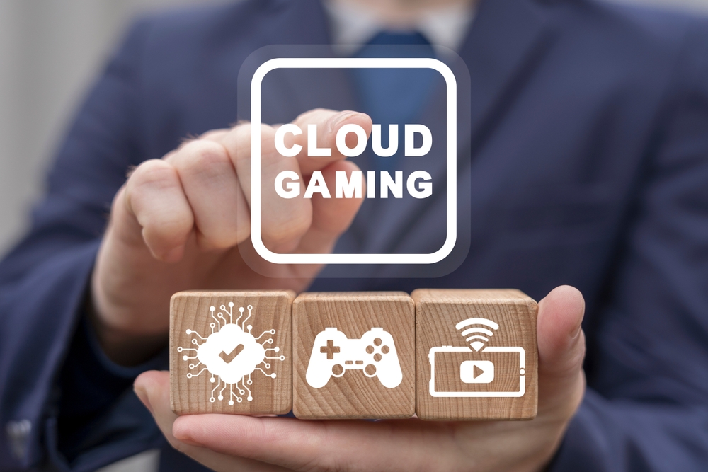 Cloud gaming concept. Innovative cloud technology in game industry.